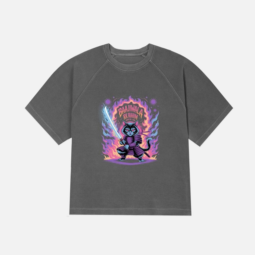 Baajiwala Ninja Cat Warrior Neon Graphic T-Shirt